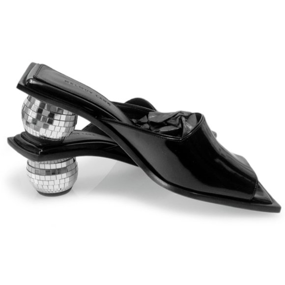 Helmut Lang H09HA021 Square Toe Disco Ball Heel Size 38 EU Women Black Sandals - Picture 2 of 12